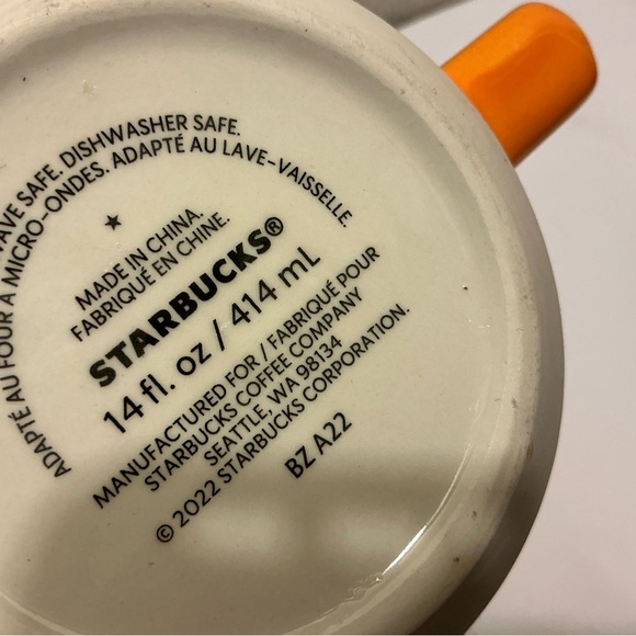 Starbucks Summer 2022 Orange ‘Mango Luster Drip’ Ceramic Mug 14oz - Picture 5 of 5